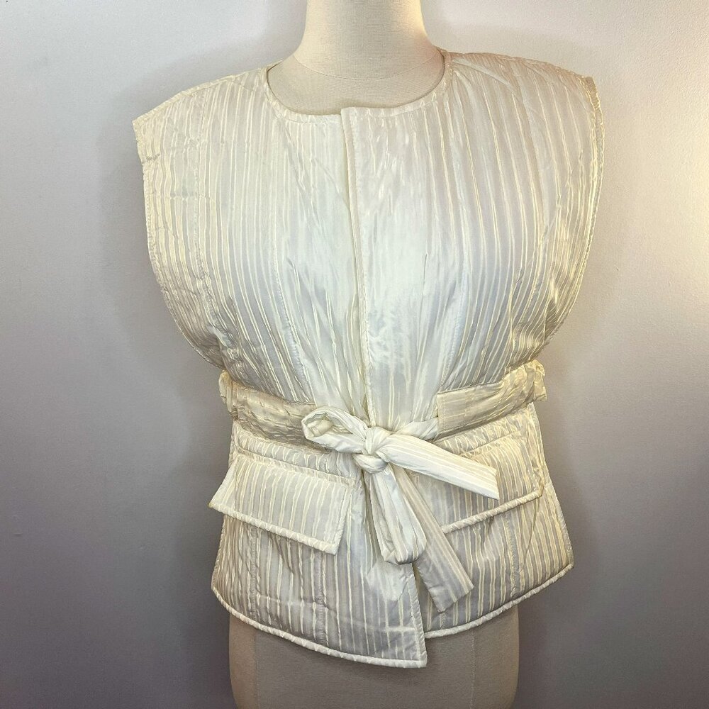 Rachel Roy Women's Off White Shimmer Puffer Vest Jacket - One Size - NWT